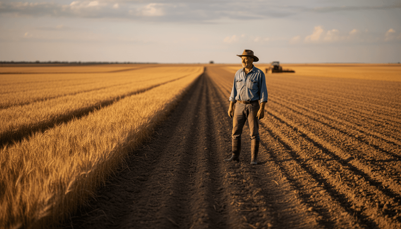 Farmer surveying cultivated farmland in Box Elder County