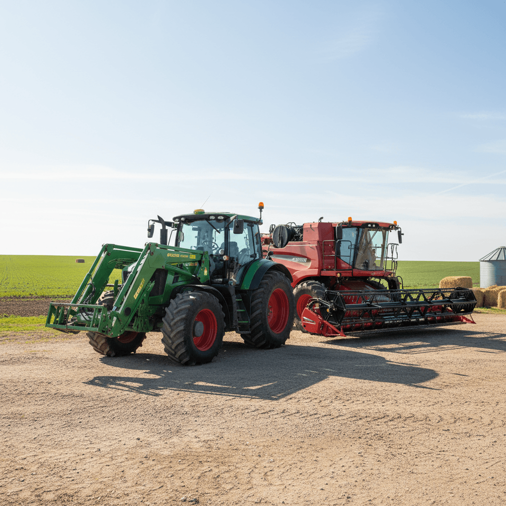 Modern farming equipment ready for seasonal operations