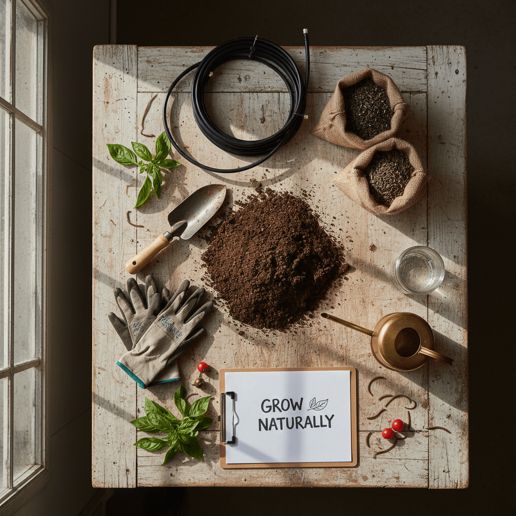 Sustainable farming tools and organic soil amendments