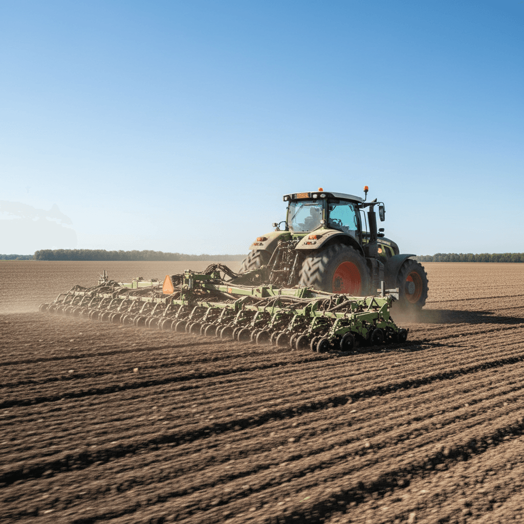 Modern agricultural equipment managing farmland